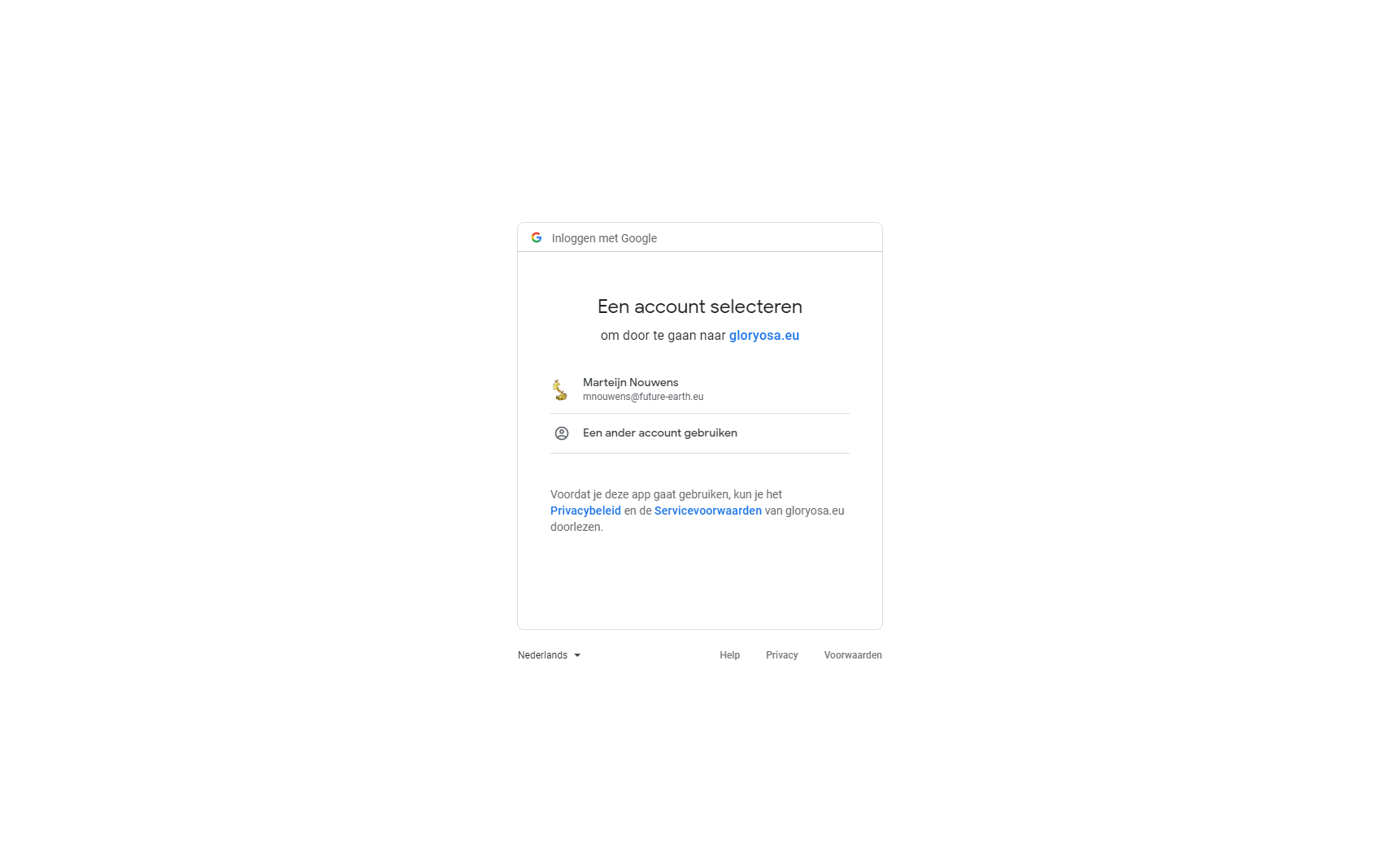 Selecteer Google Account